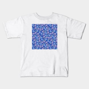 Blue Rose Floral Pattern Kids T-Shirt